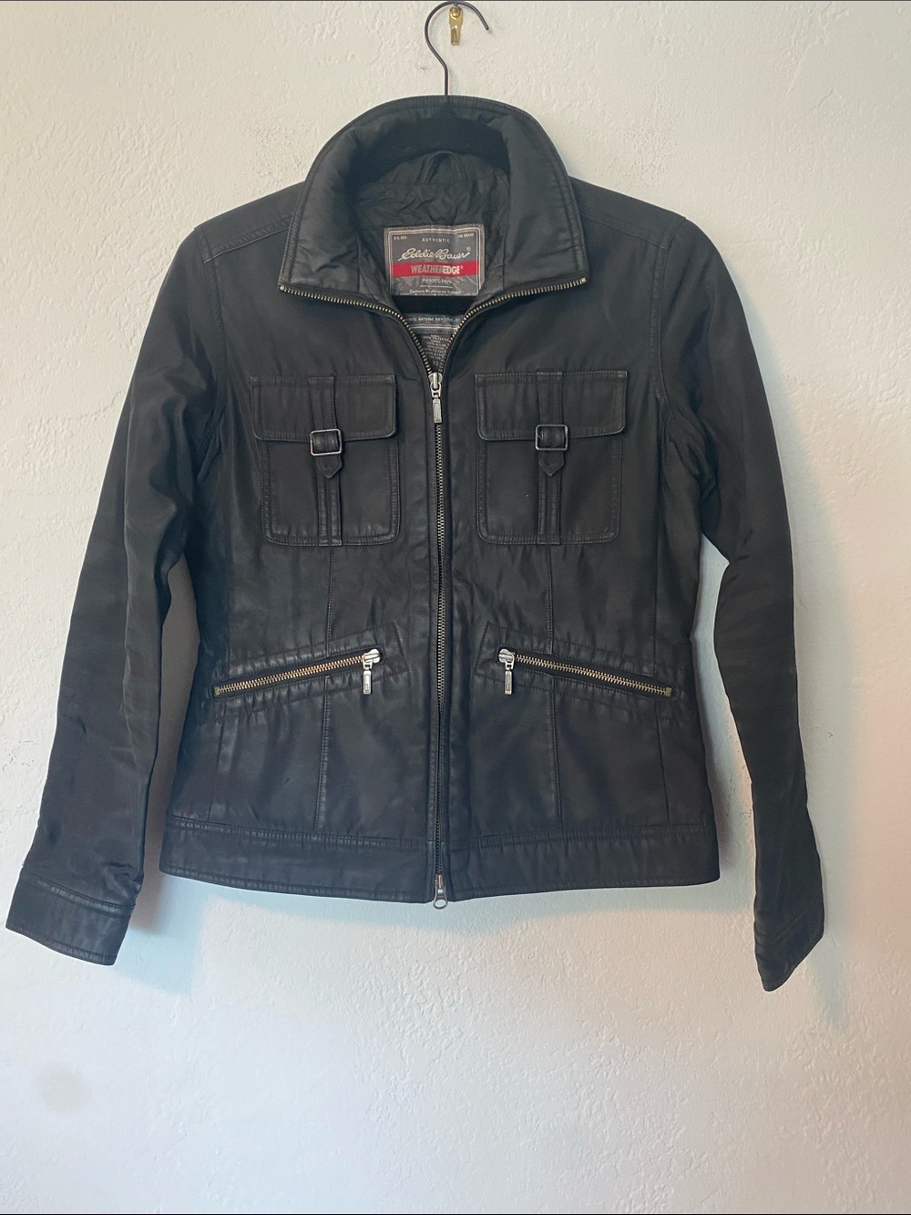 Eddie Bauer Black WeatherEdge Zip-Up Jacket with Flap Pockets